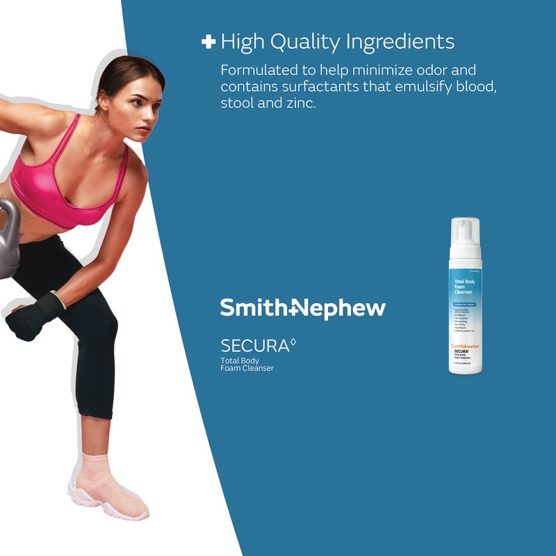 Smith&nephew Smith+Nephew SECURAâ—Š Total Body Foam Cleanser, Foaming Waterless Body Cleanser, No- Rinse Skin Cleanser with Pump Dispenser, 8.5 Ounces - Image 4
